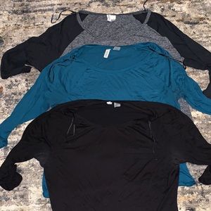 Three 3/4 sleeved shirts from H&M size medium.